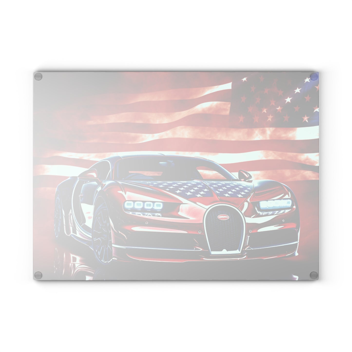 Glass Cutting Board Abstract American Flag Background Bugatti 3