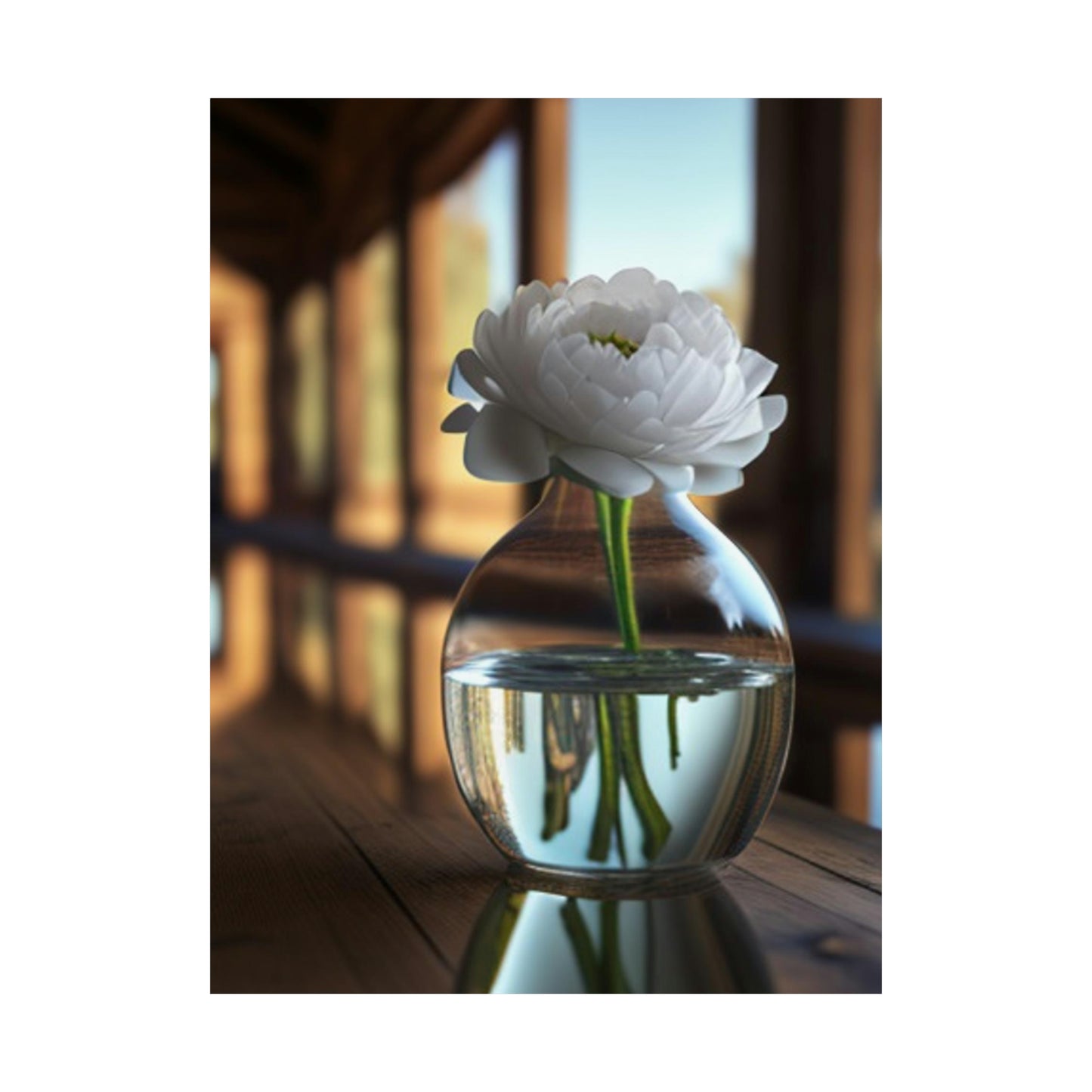 Premium Matte Vertical Posters White Peony glass vase 3