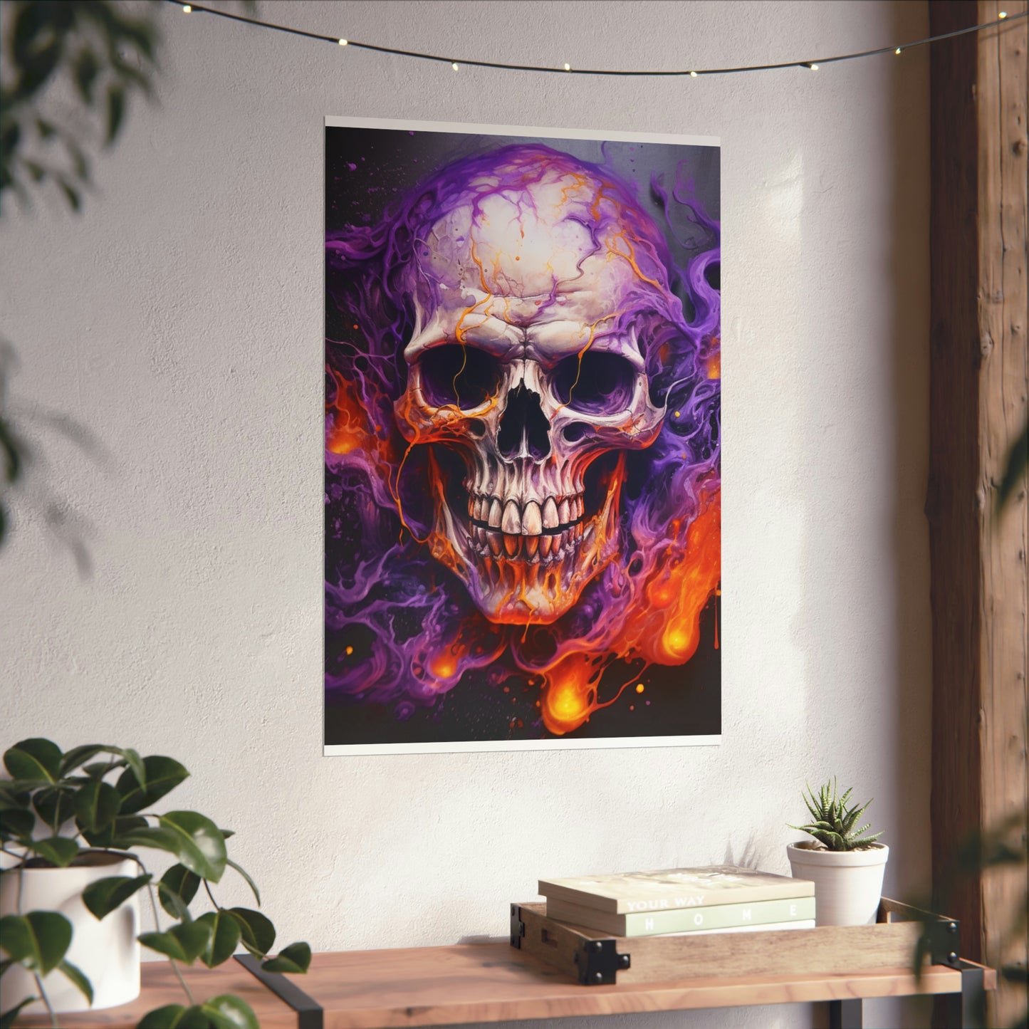 Premium Matte Vertical Posters Skull Flames 2