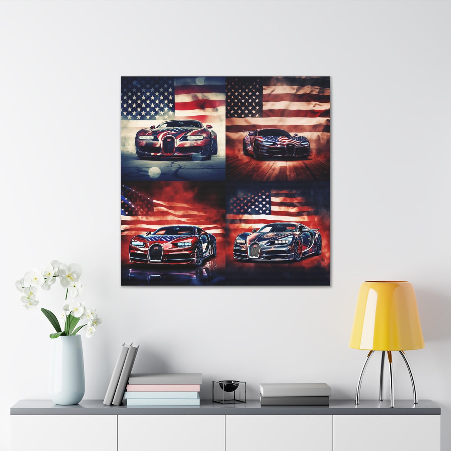 Canvas Gallery Wraps Abstract American Flag Background Bugatti 5