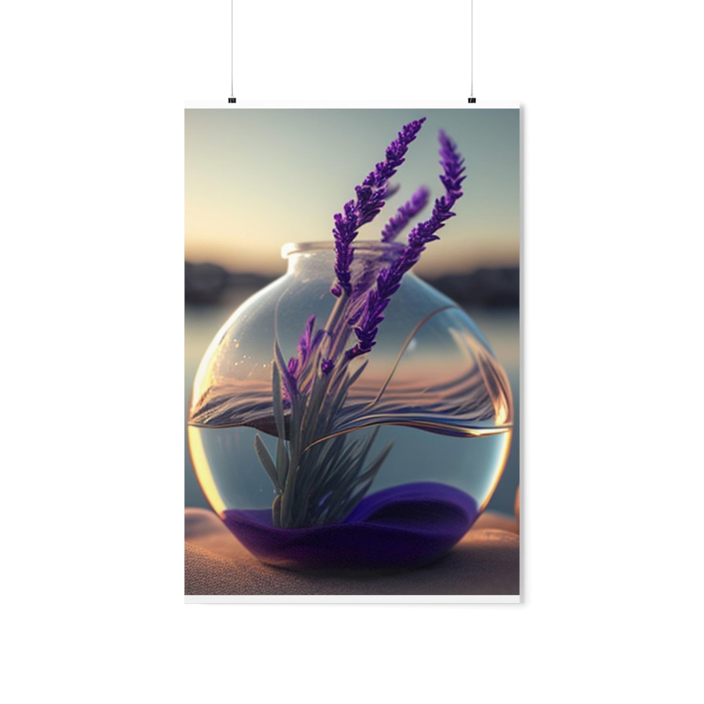 Premium Matte Vertical Posters Lavender in a vase 3