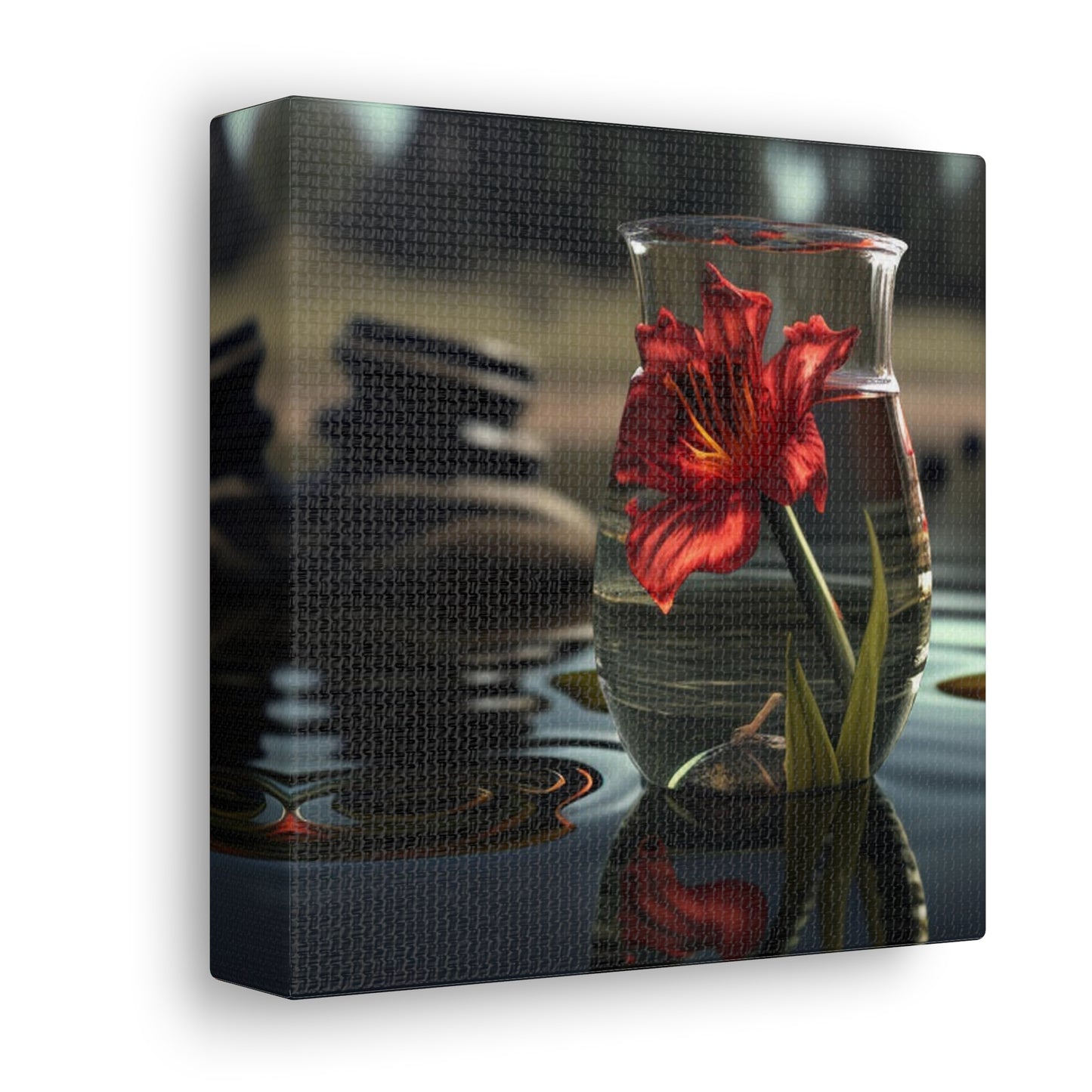 Canvas Gallery Wraps Red Lily in a Glass vase 4