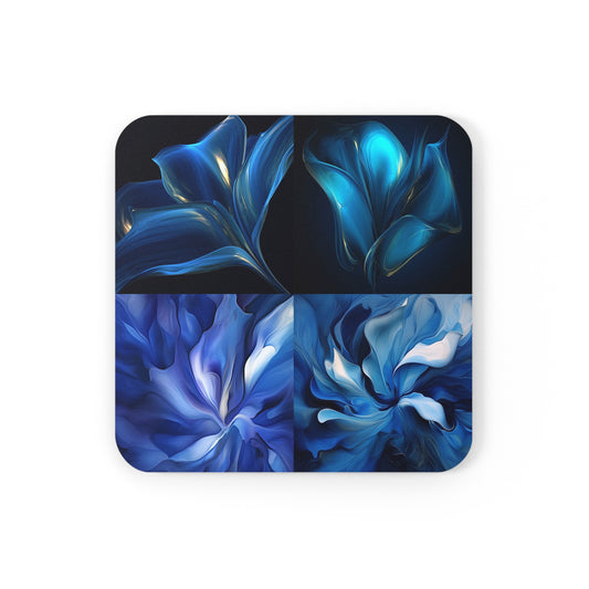 Cork Back Coaster Abstract Blue Tulip 5