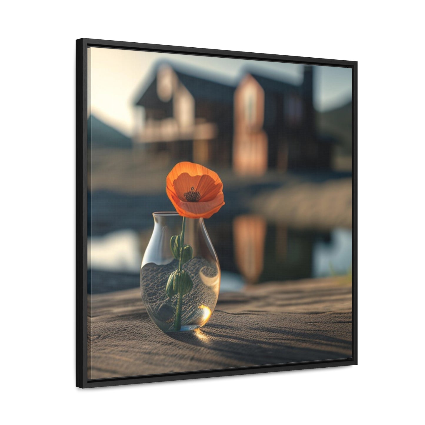 Gallery Canvas Wraps, Square Frame Orange Poppy in a Vase 4