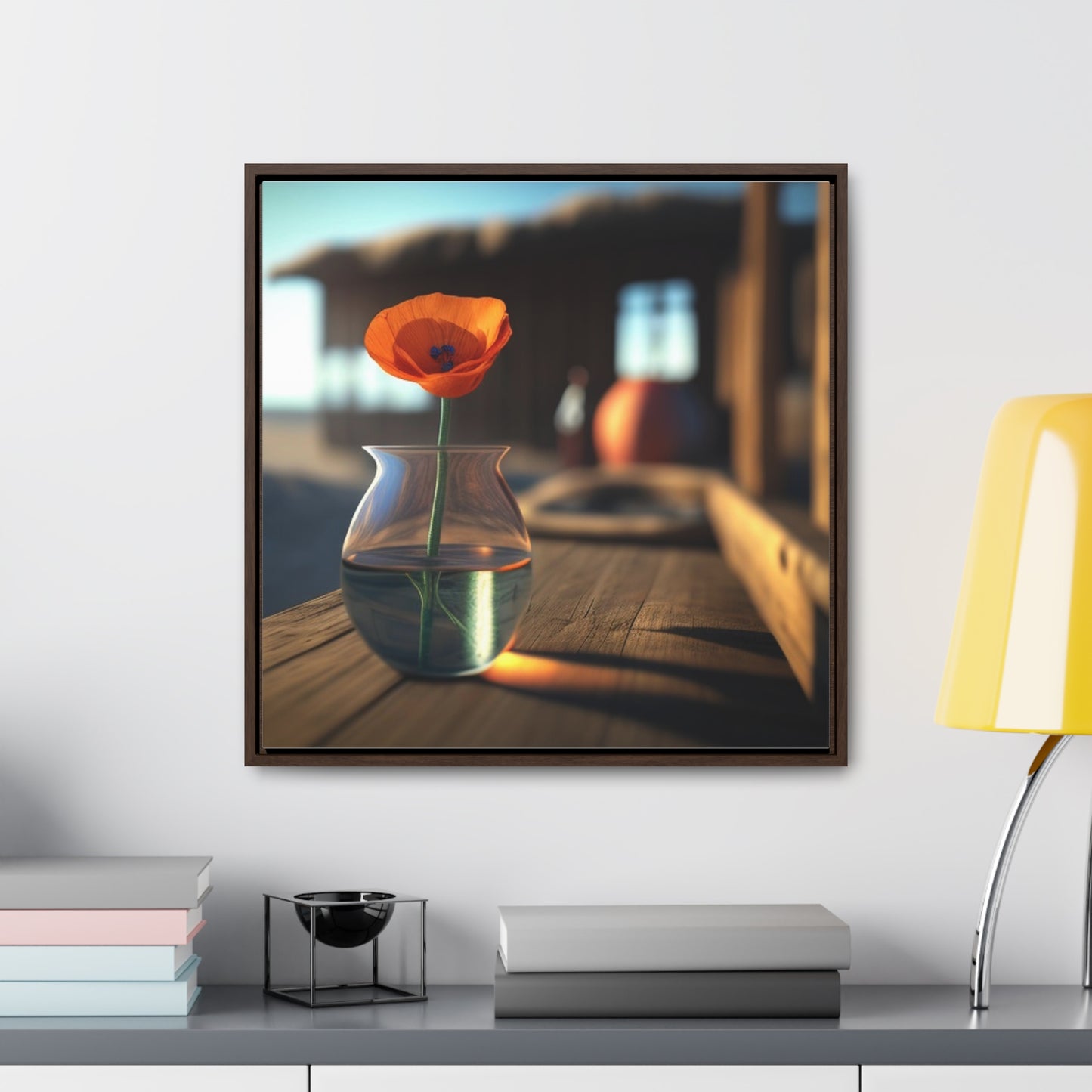 Gallery Canvas Wraps, Square Frame Poppy in a Glass Vase 2