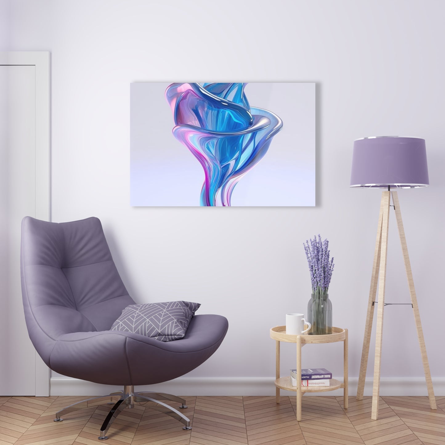 Acrylic Prints Pink & Blue Tulip Rose 2