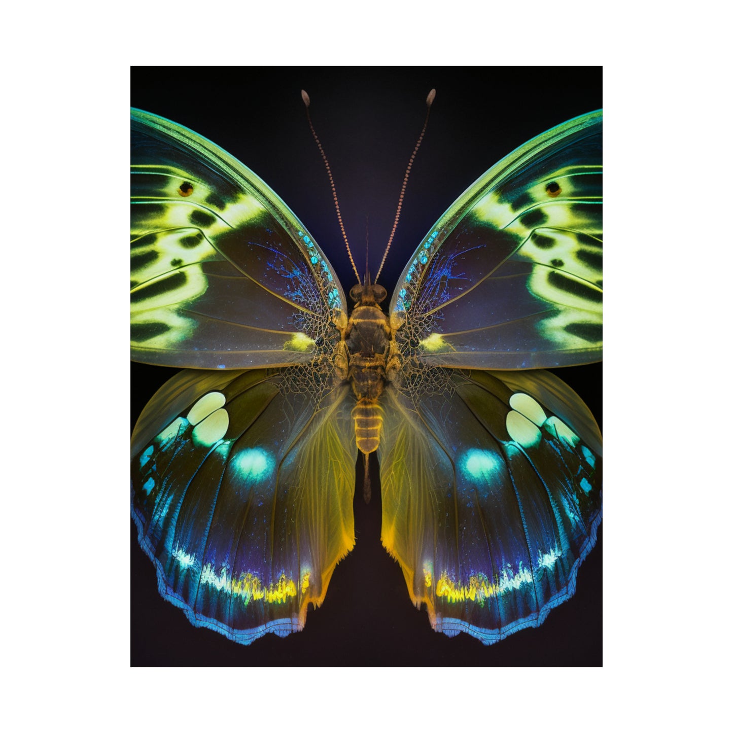 Premium Matte Vertical Posters Neon Hue Butterfly 1