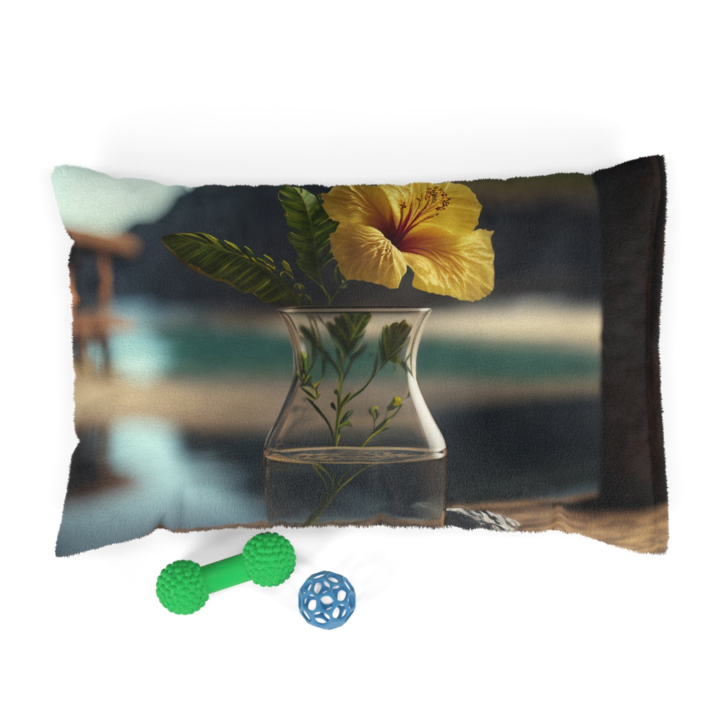 Pet Bed Yellow Hibiscus Wood 4