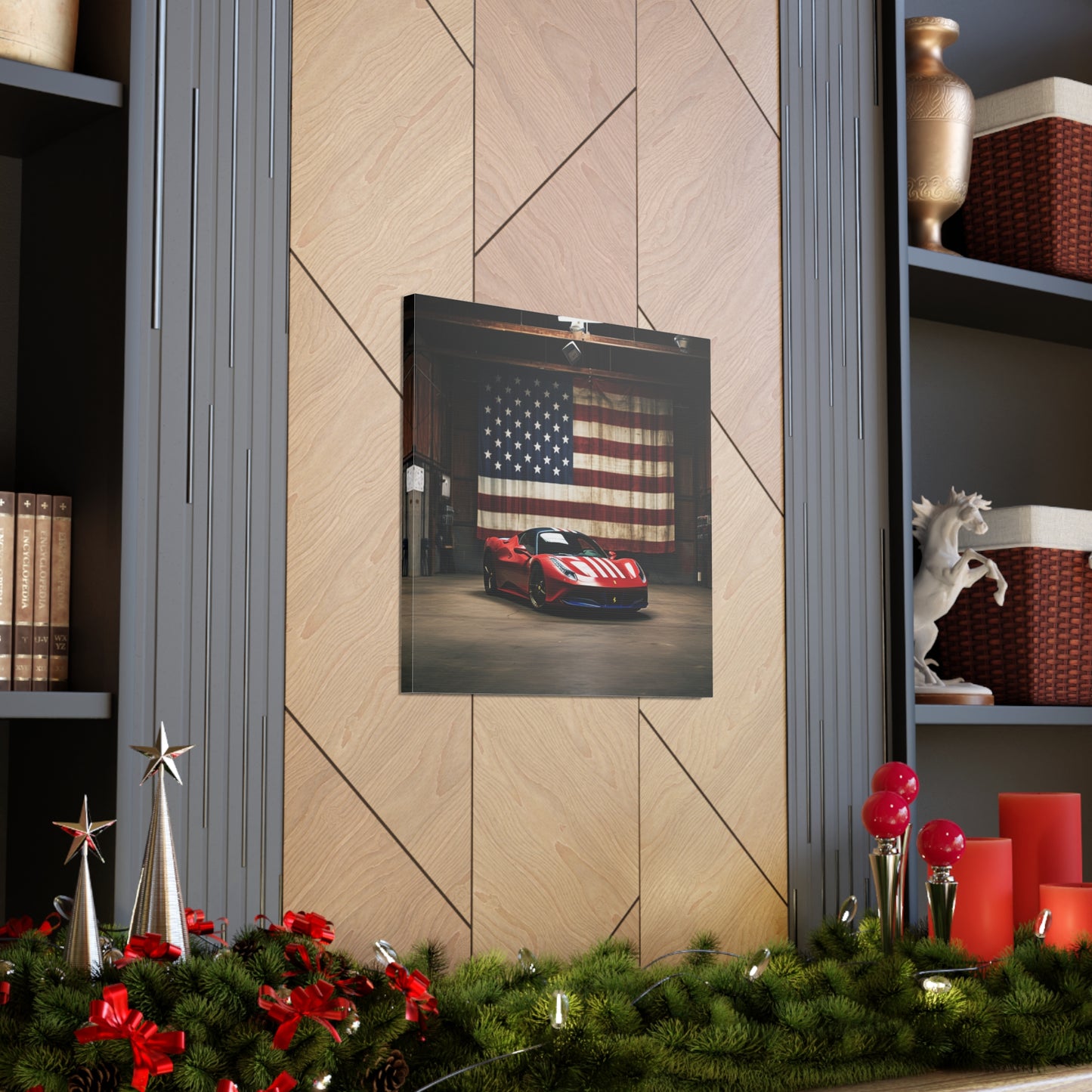 Canvas Gallery Wraps American Flag Farrari 4