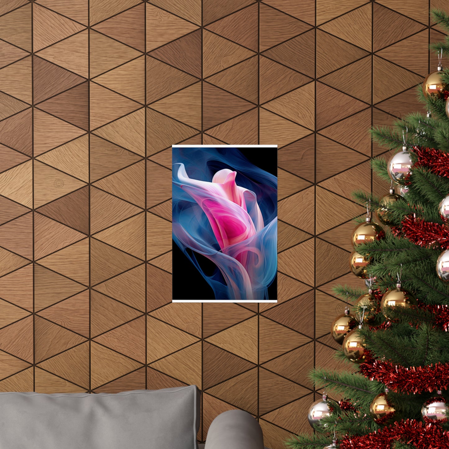 Premium Matte Vertical Posters Pink & Blue Tulip Rose 3