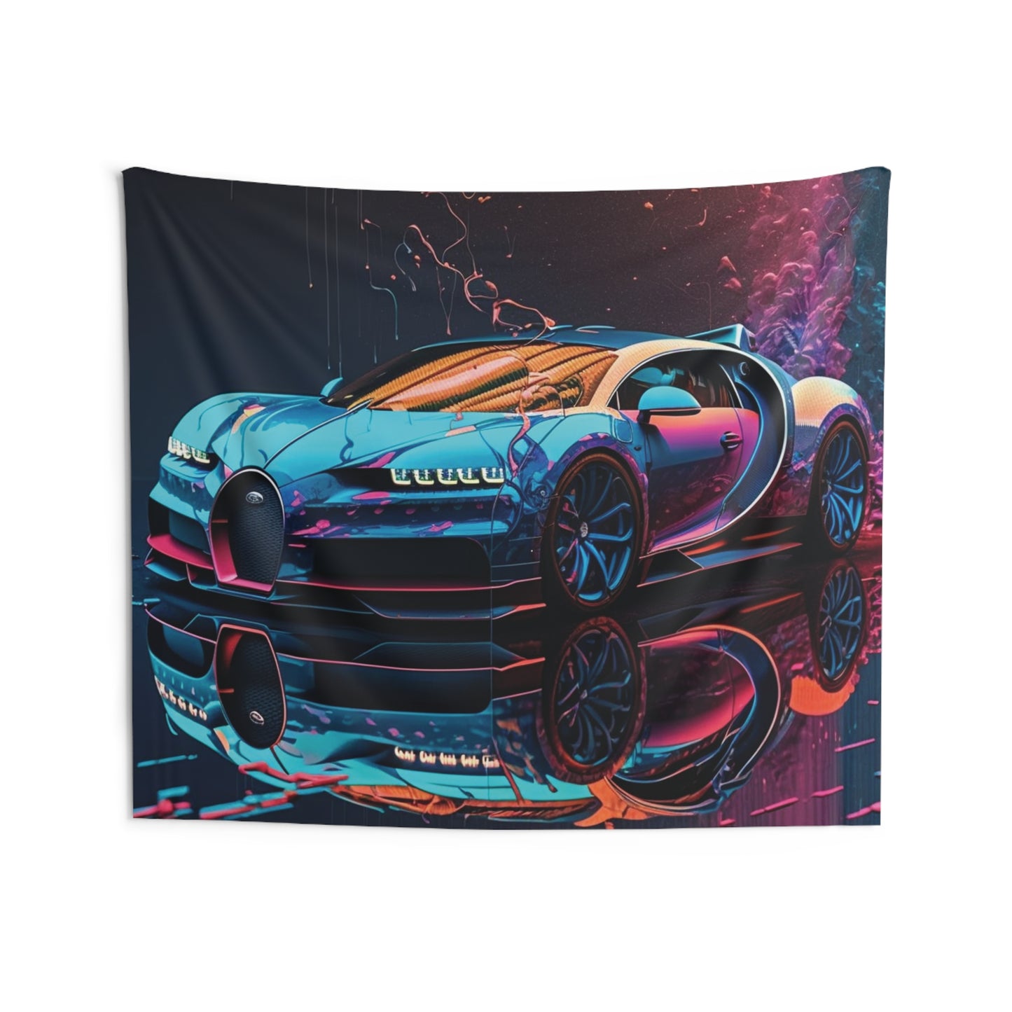 Indoor Wall Tapestries Bugatti Neon Chiron 4