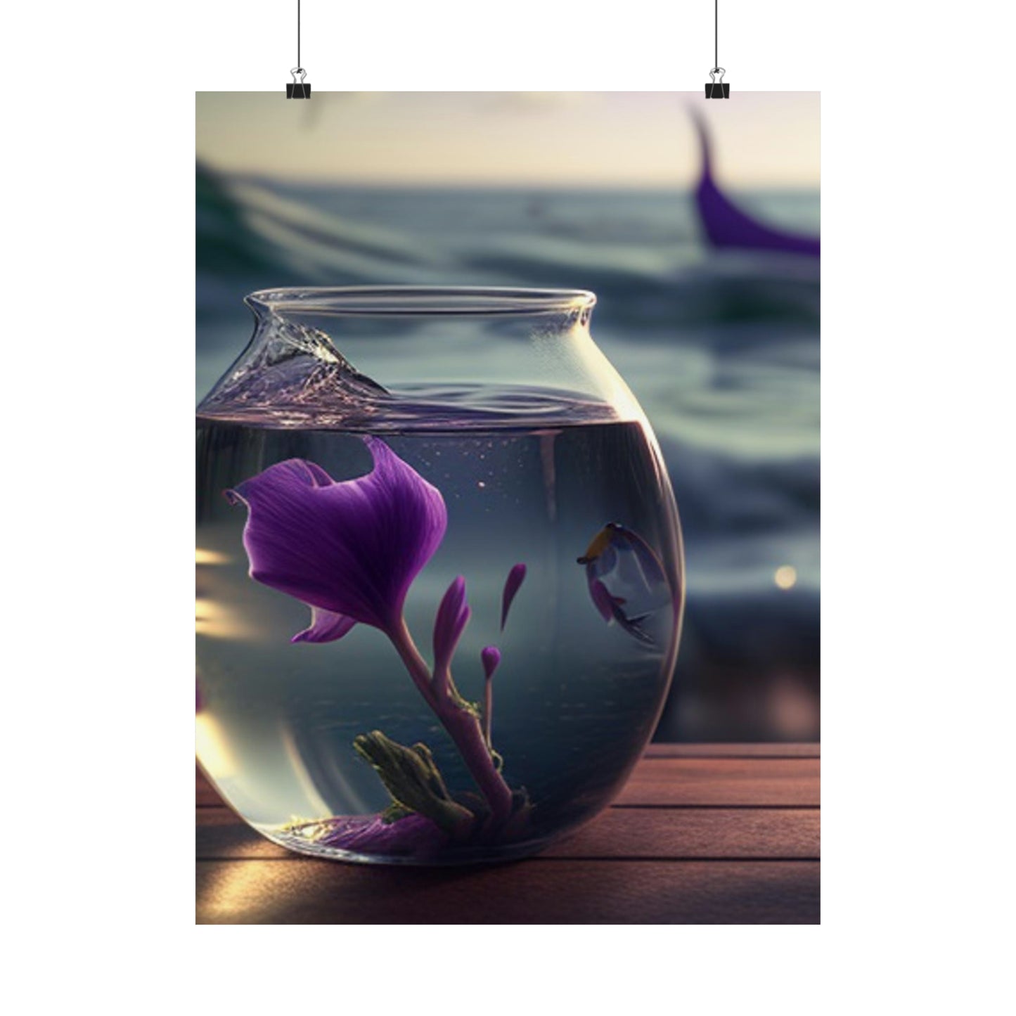 Premium Matte Vertical Posters Purple Sweet pea in a vase 1