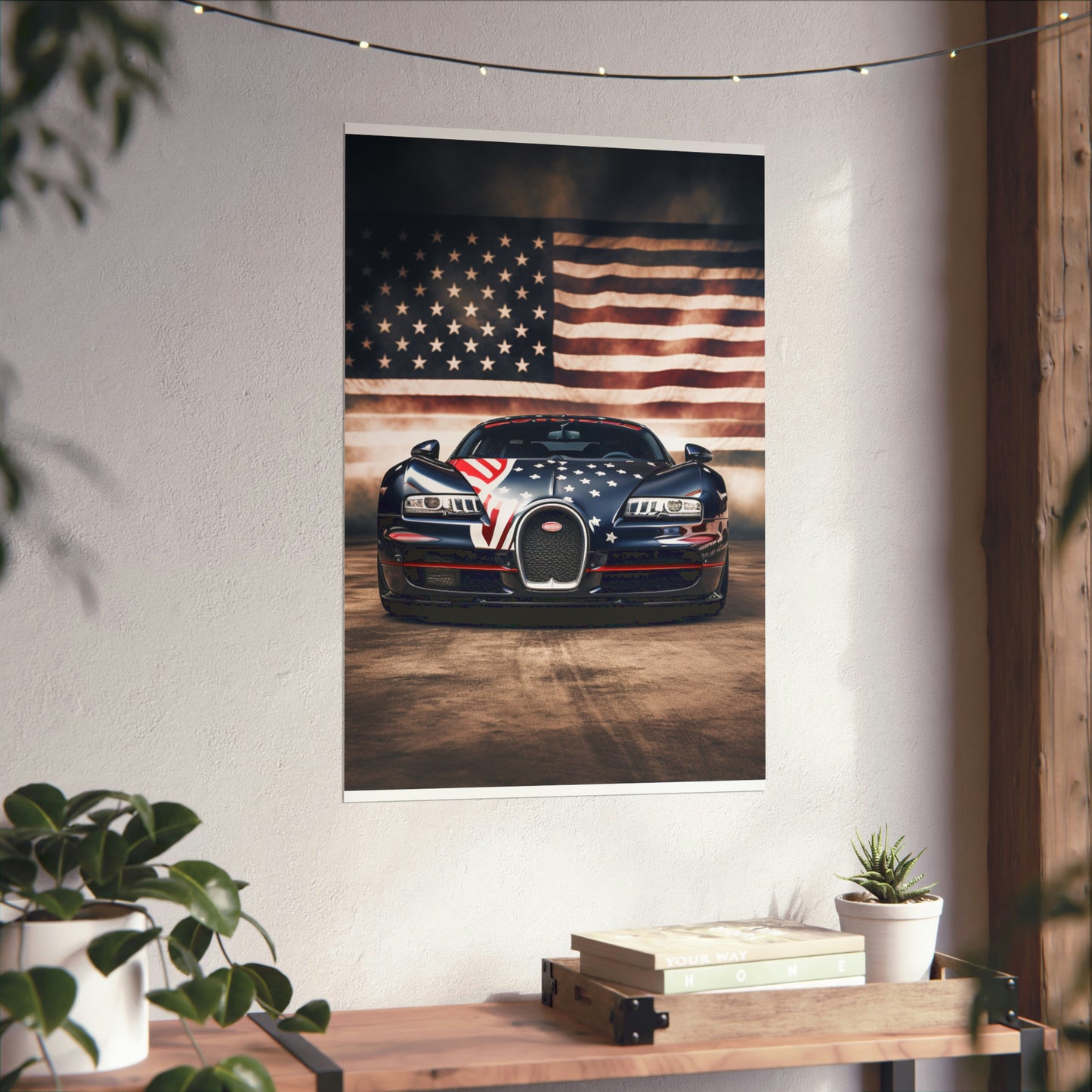 Premium Matte Vertical Posters Bugatti American Flag 2