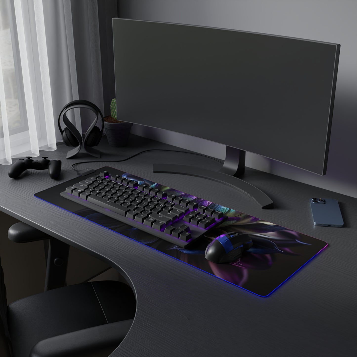 LED Gaming Mouse Pad Dahlia Purple 4