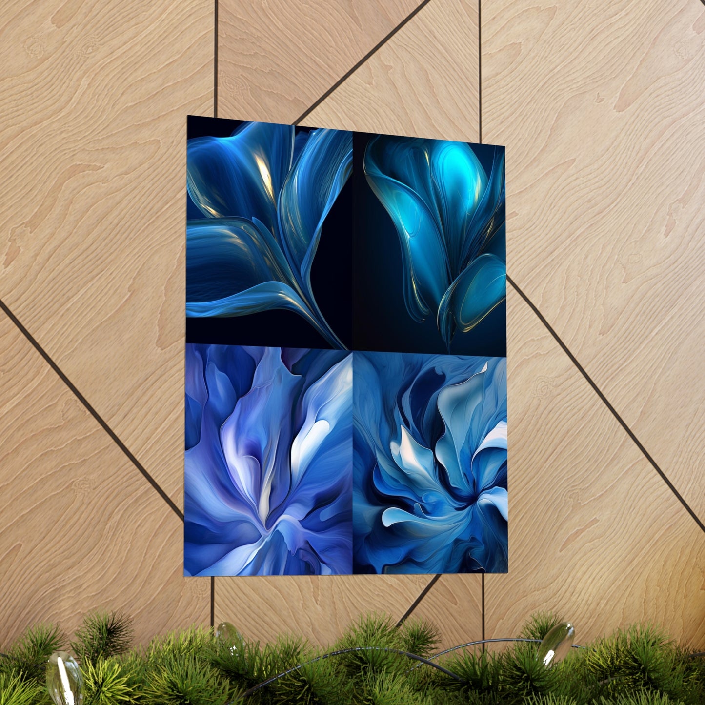 Premium Matte Vertical Posters Abstract Blue Tulip 5