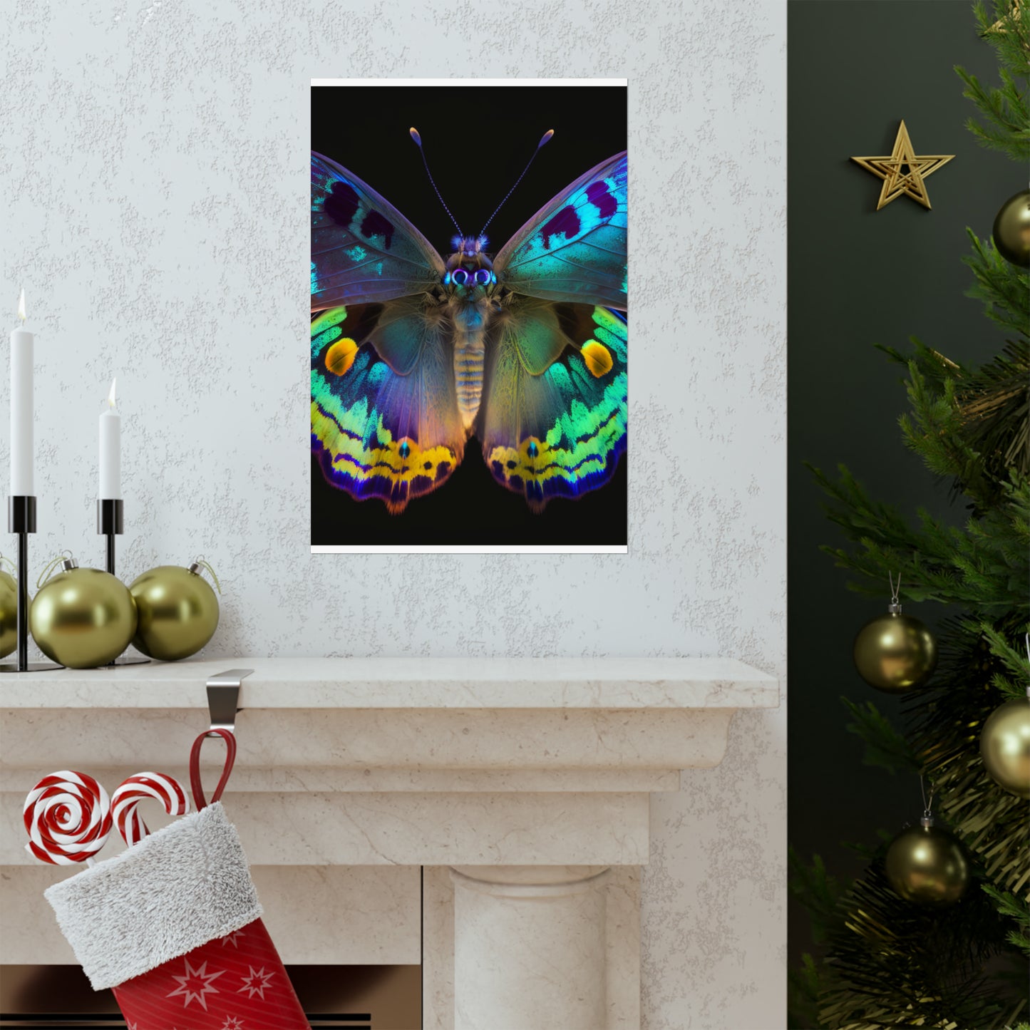 Premium Matte Vertical Posters Neon Hue Butterfly 4