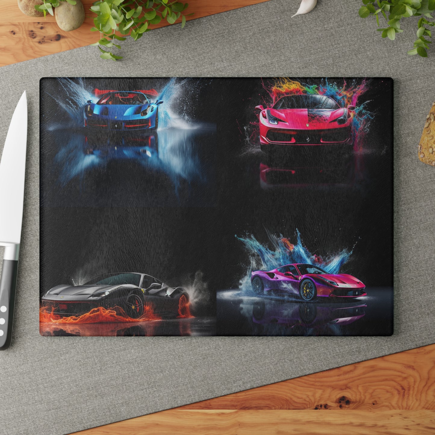 Glass Cutting Board Ferrari Water Splash 5