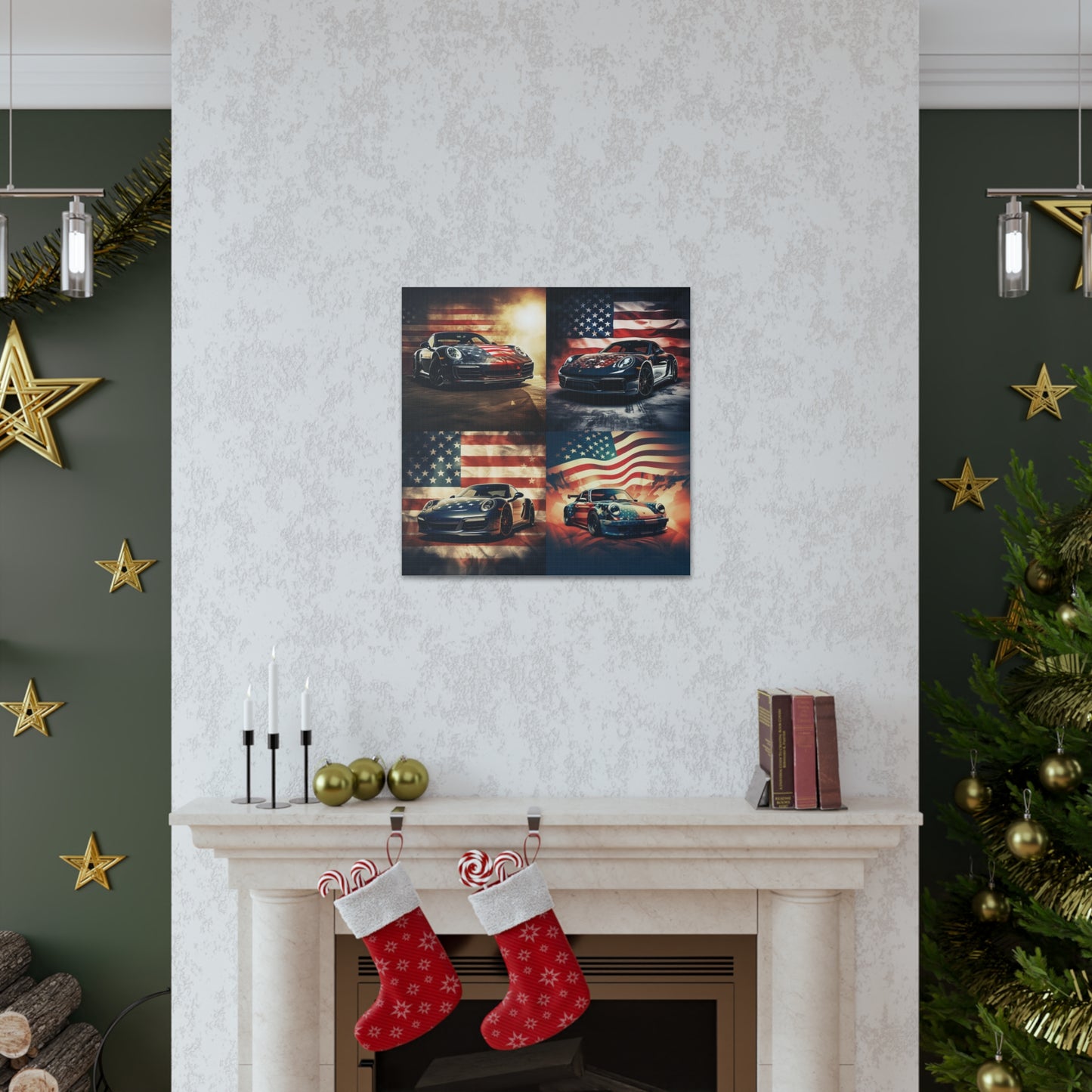 Canvas Gallery Wraps Abstract American Flag Background Porsche 5
