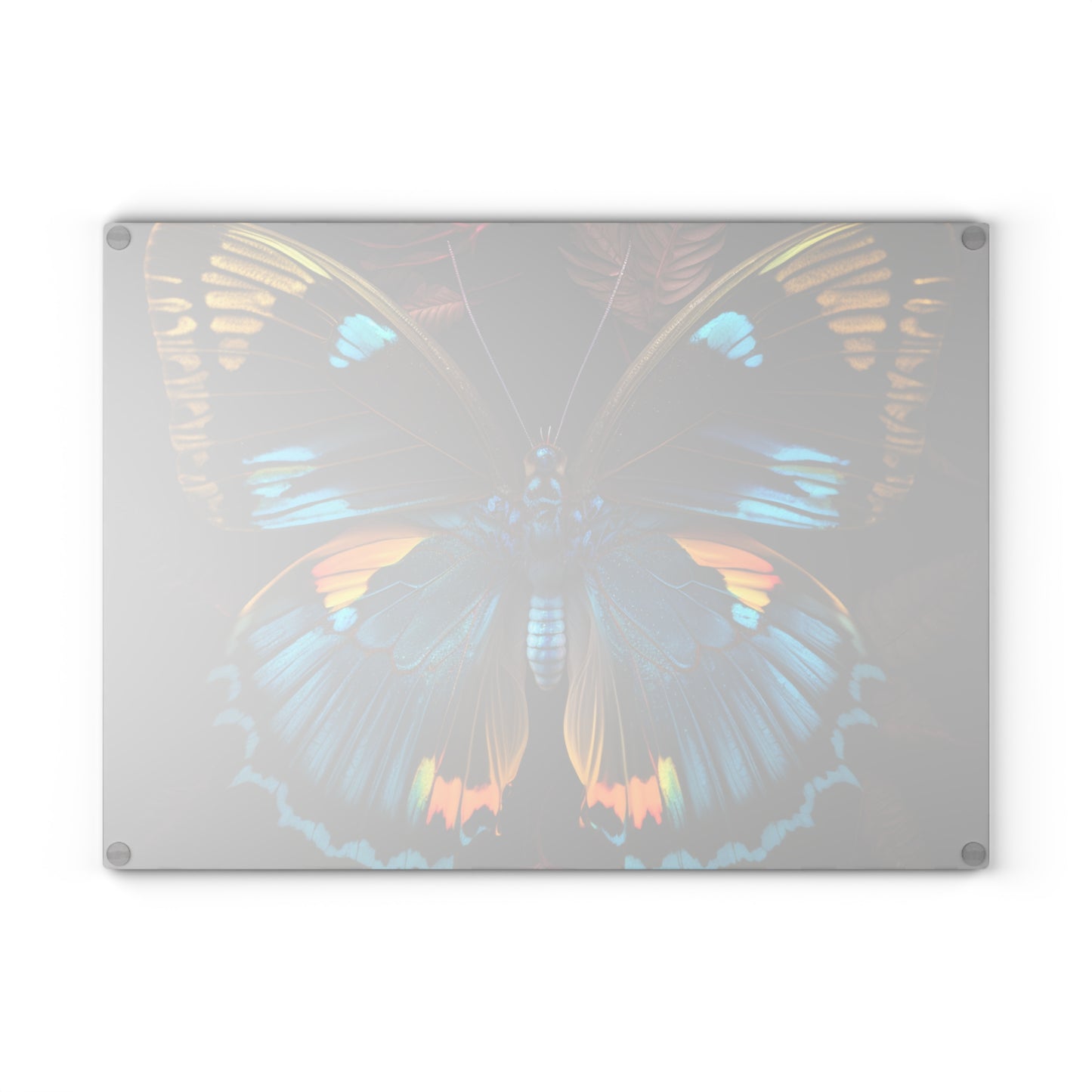 Glass Cutting Board Neon Butterfly Flair 1