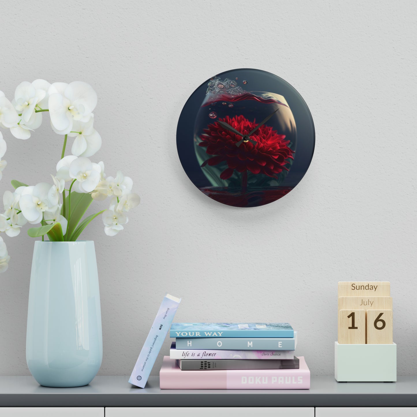 Acrylic Wall Clock Chrysanthemum 1