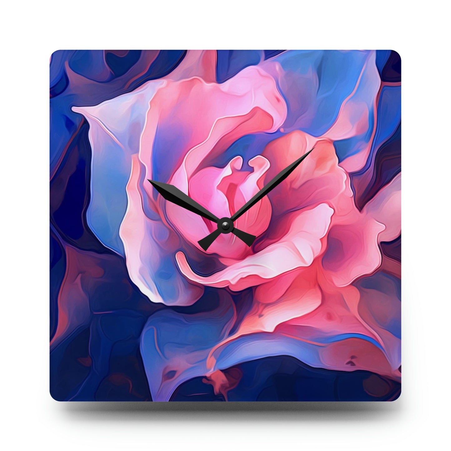 Acrylic Wall Clock Pink & Blue Tulip Rose 1