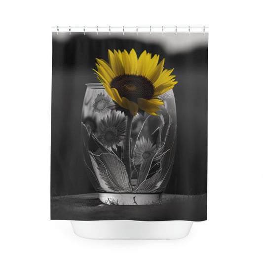 Polyester Shower Curtain Yellw Sunflower in a vase 1