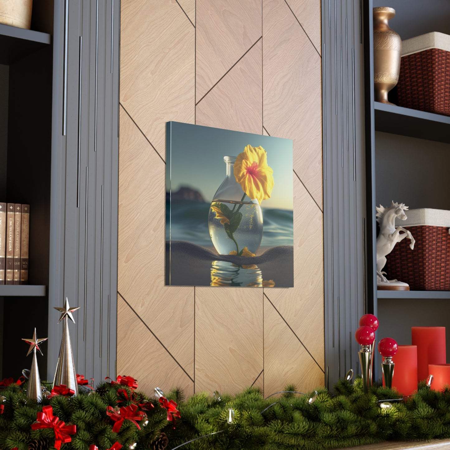 Canvas Gallery Wraps Yellow Hibiscus glass 2