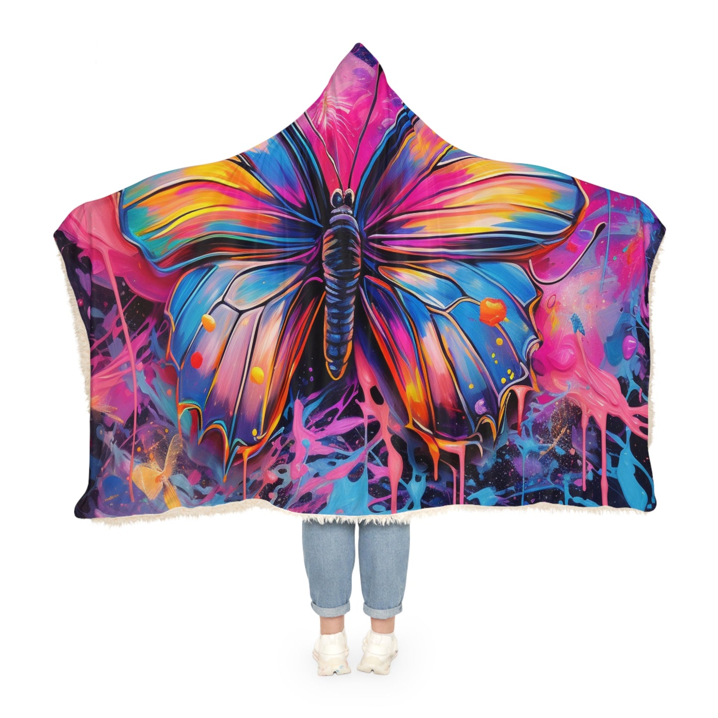 Snuggle Hooded Blanket Pink Butterfly Flair 3