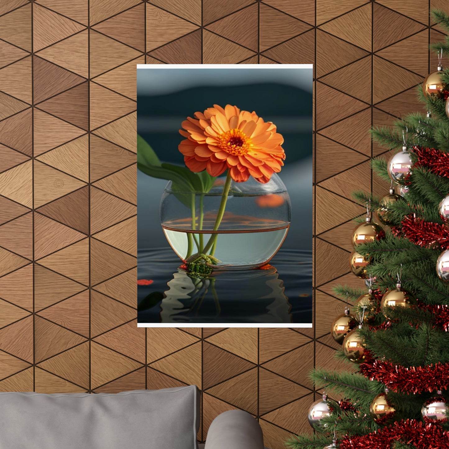 Premium Matte Vertical Posters Orange Zinnia 2