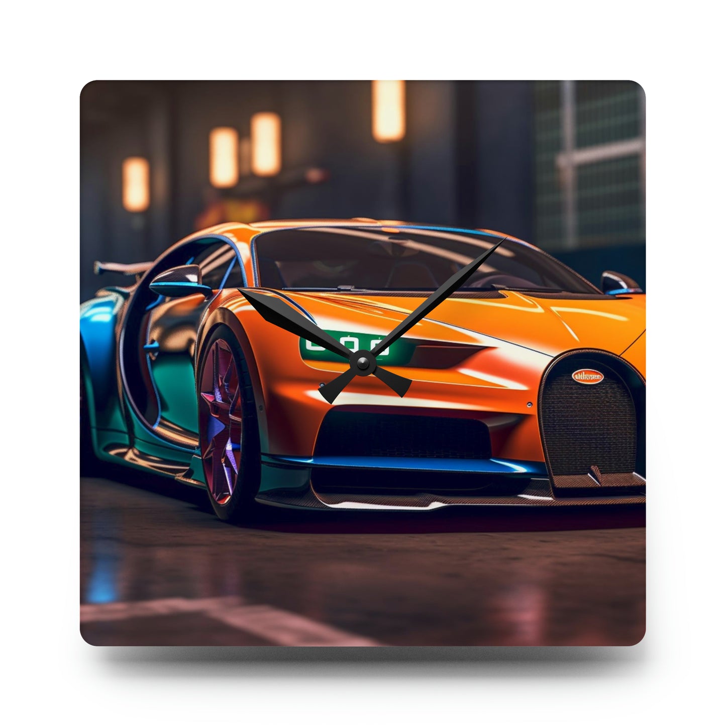 Acrylic Wall Clock Hyper Bugatti Neon Chiron 1