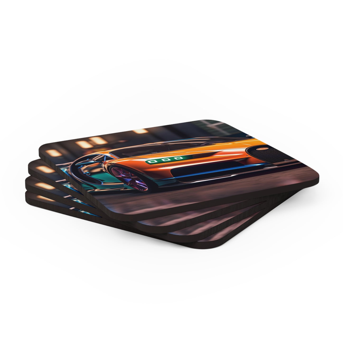 Corkwood Coaster Set Hyper Bugatti Neon Chiron 1