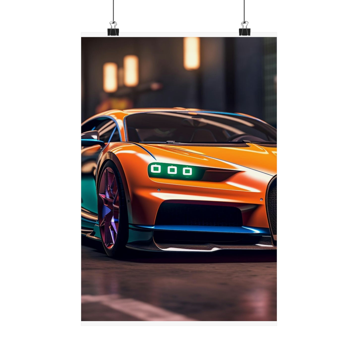 Premium Matte Vertical Posters Hyper Bugatti Neon Chiron 1