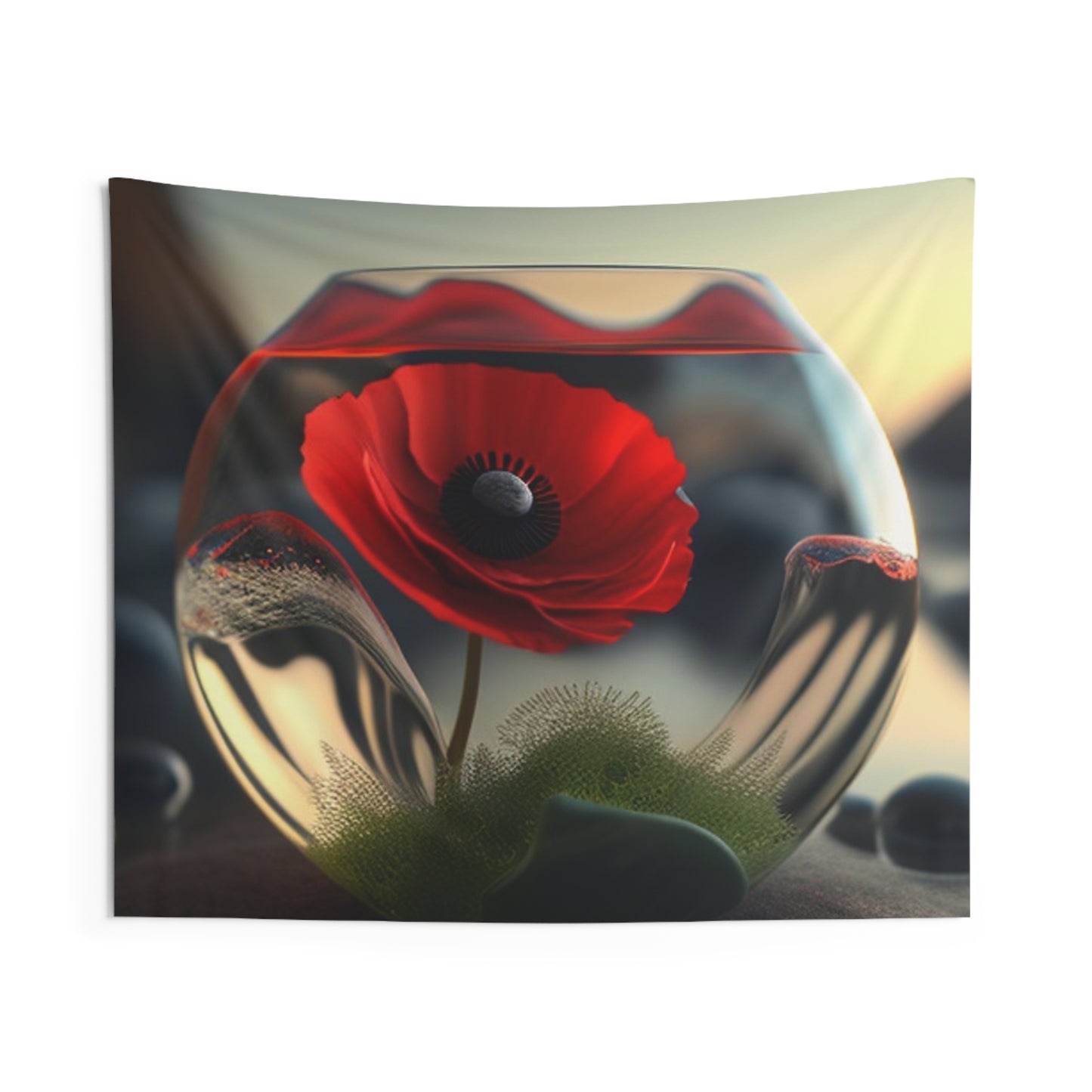 Indoor Wall Tapestries Red Anemone in a Vase 3