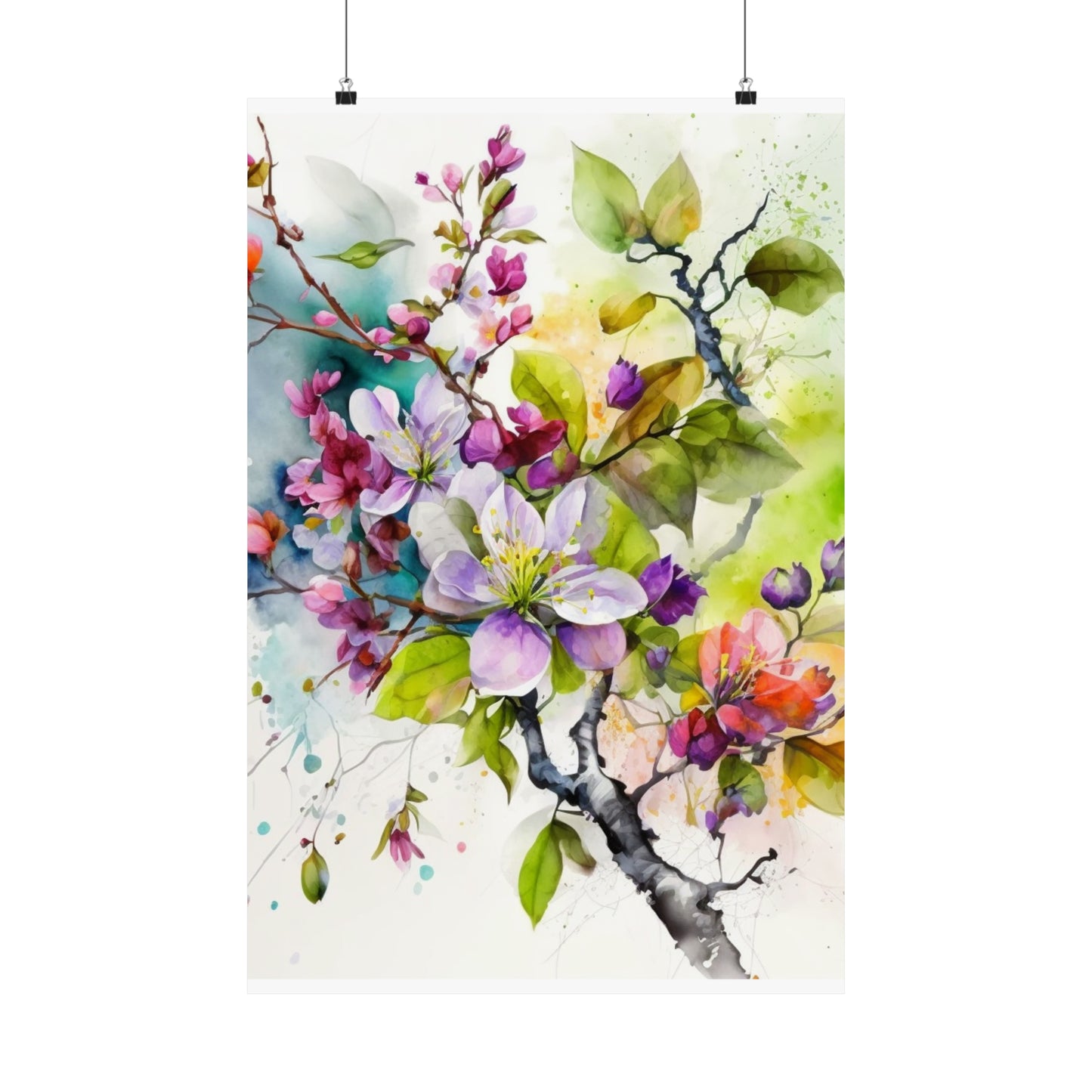 Premium Matte Vertical Posters Mother Nature Bright Spring Colors Realistic Watercolor 4