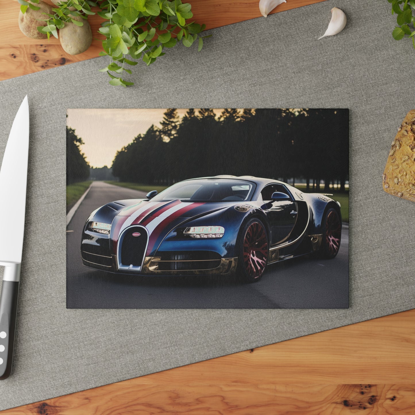 Glass Cutting Board Bugatti Flag American 1