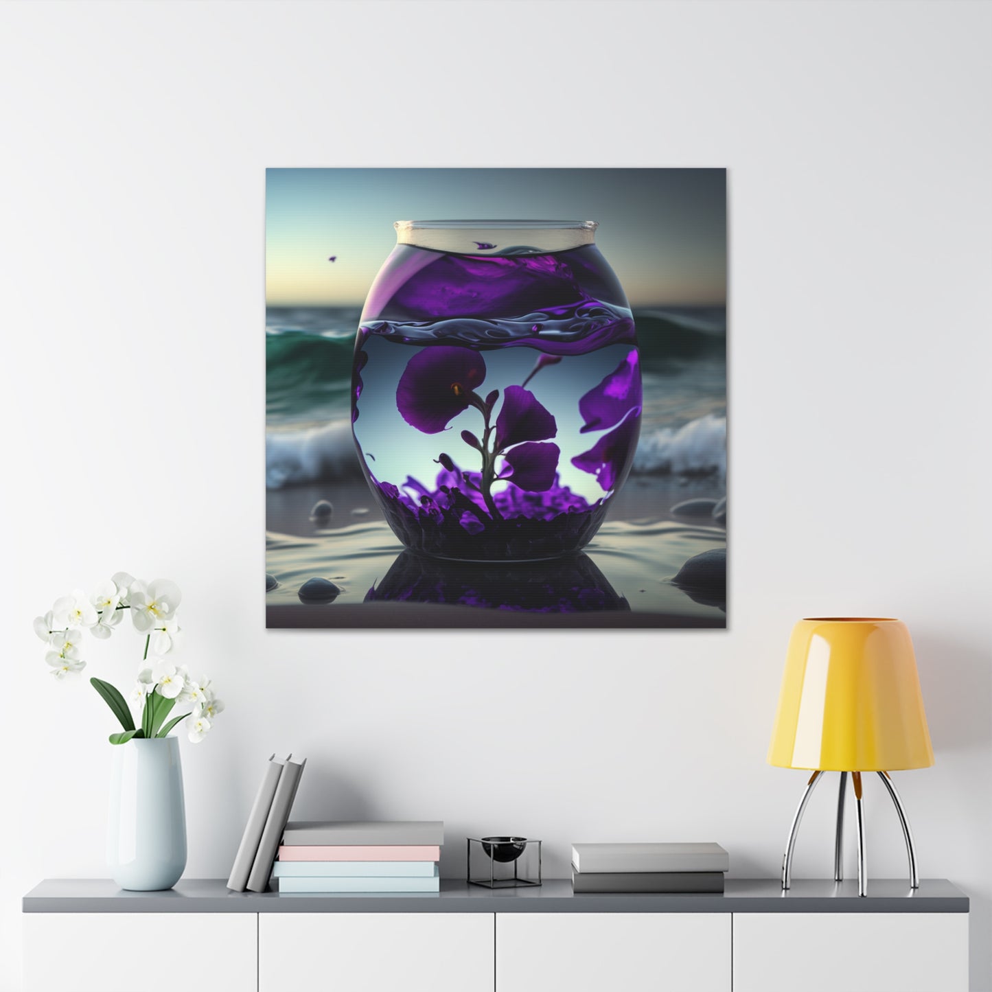 Canvas Gallery Wraps Purple Sweet pea in a vase 4