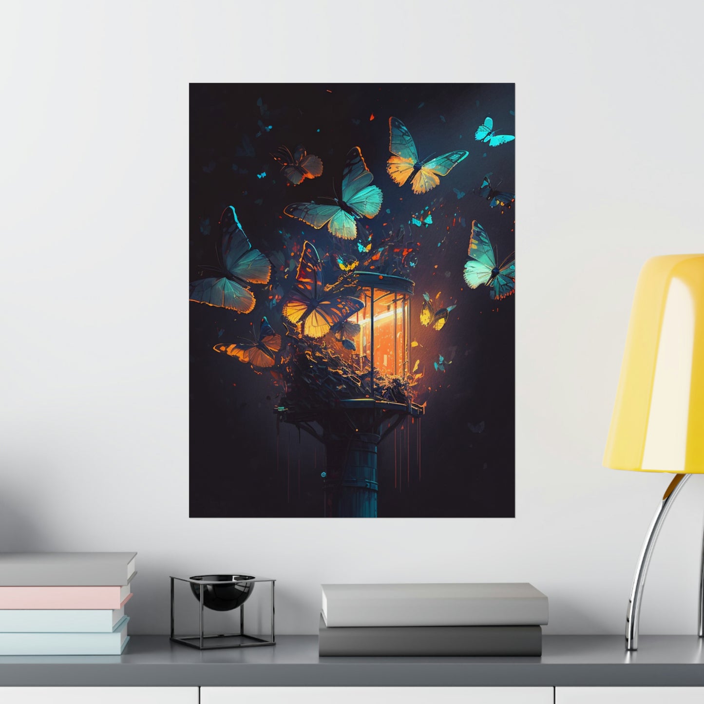 Premium Matte Vertical Posters Street Light Butterfly 1