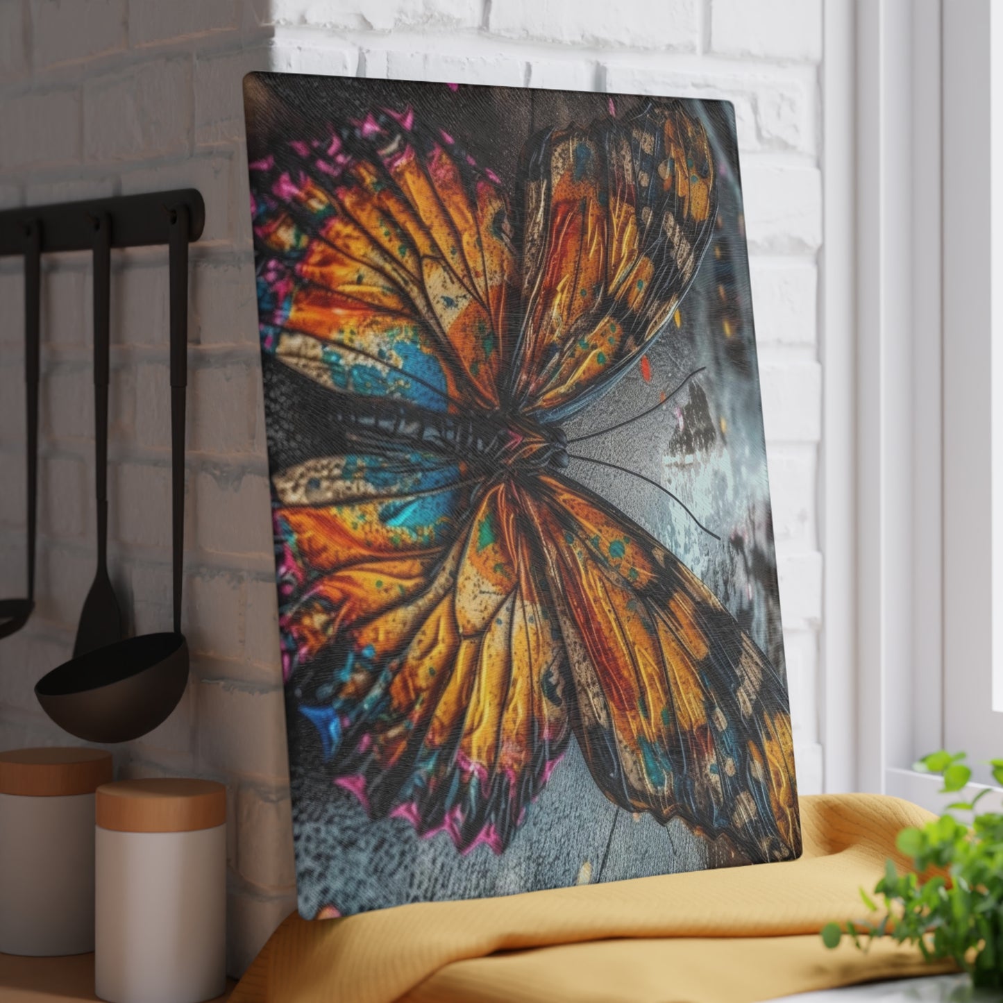 Glass Cutting Board Liquid Street Butterfly 1