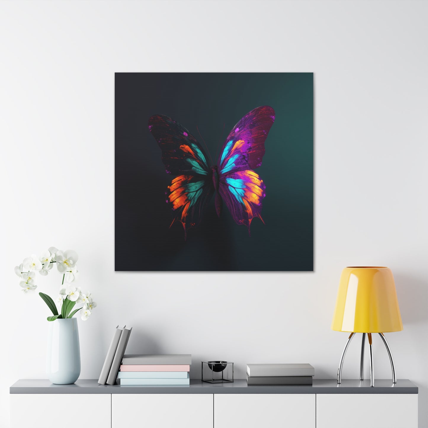 Canvas Gallery Wraps Hyper Colorful Butterfly Purple 2