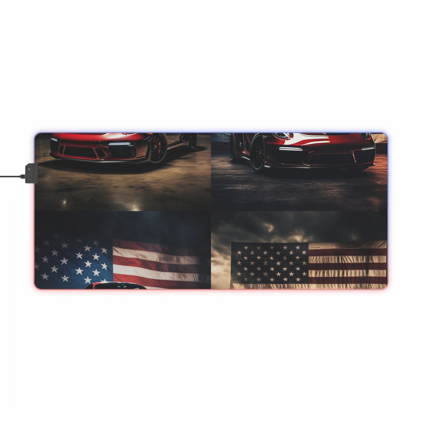 LED Gaming Mouse Pad American Flag Background Porsche 5