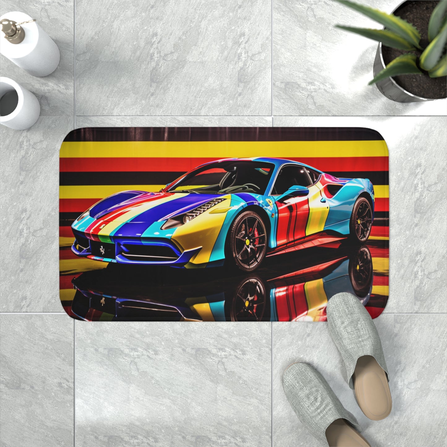 Memory Foam Bath Mat Hyper Colorfull Ferrari 2