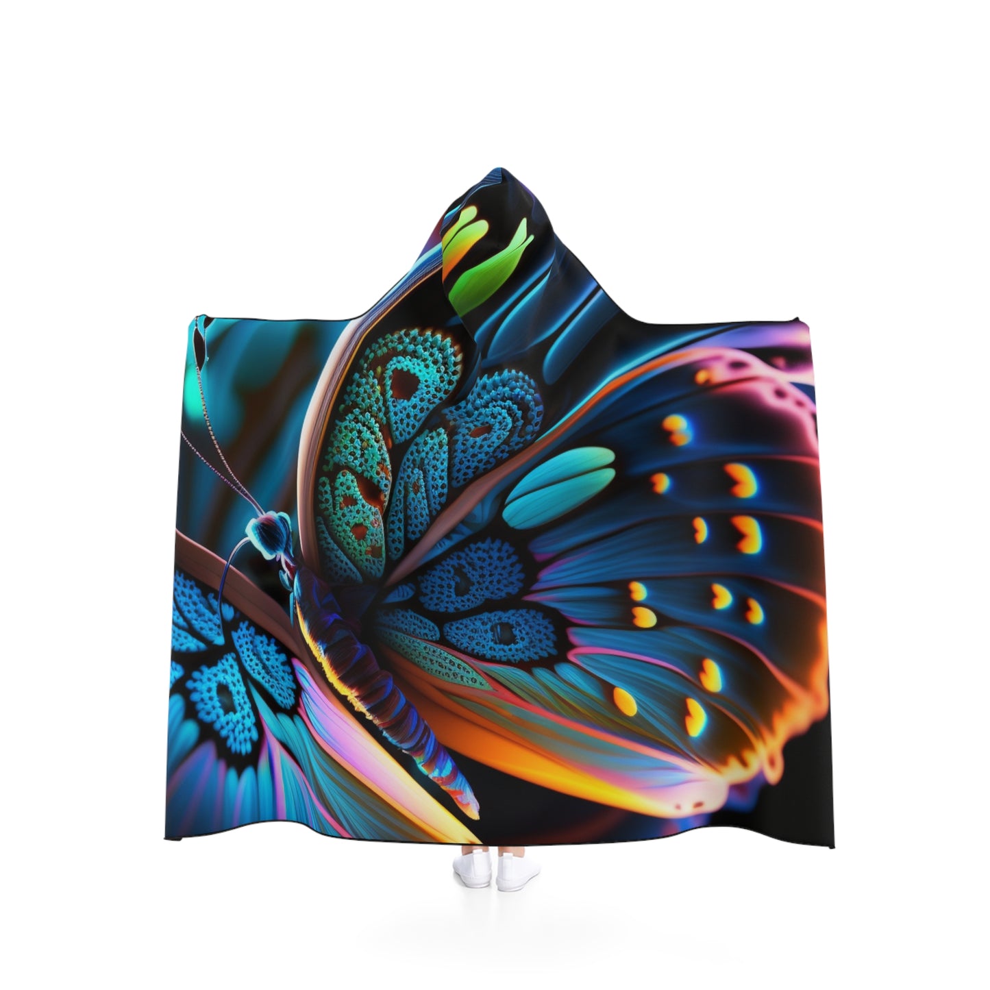 Hooded Blanket Neon Butterfly Macro 2