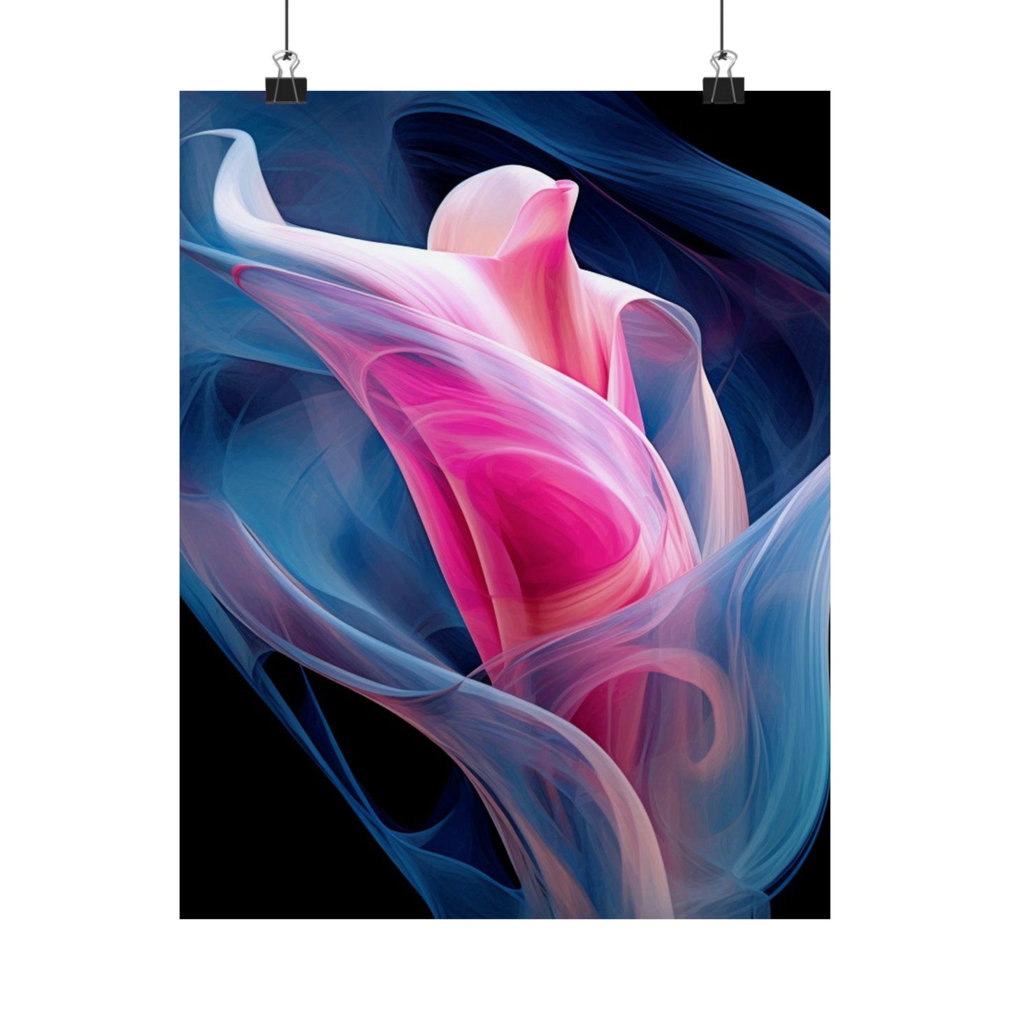 Premium Matte Vertical Posters Pink & Blue Tulip Rose 3