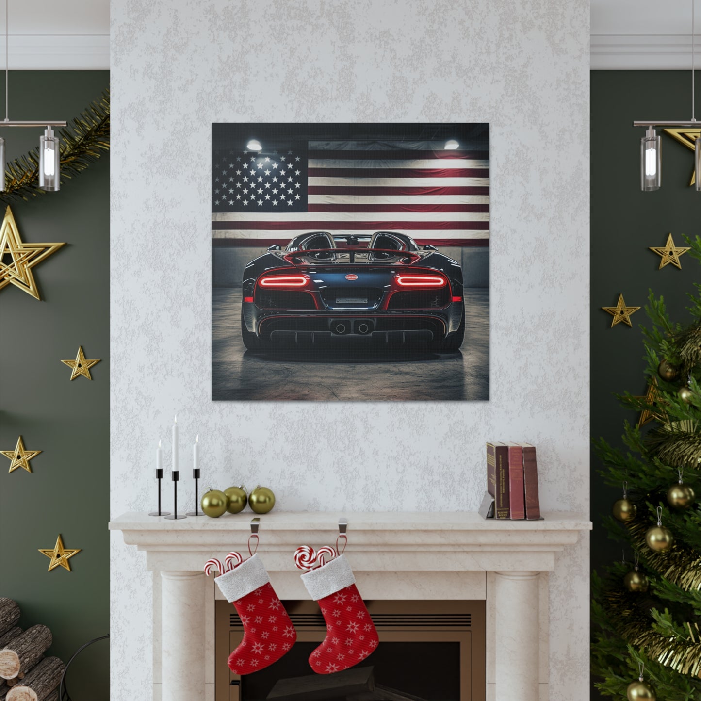 Canvas Gallery Wraps American Flag Background Bugatti 4