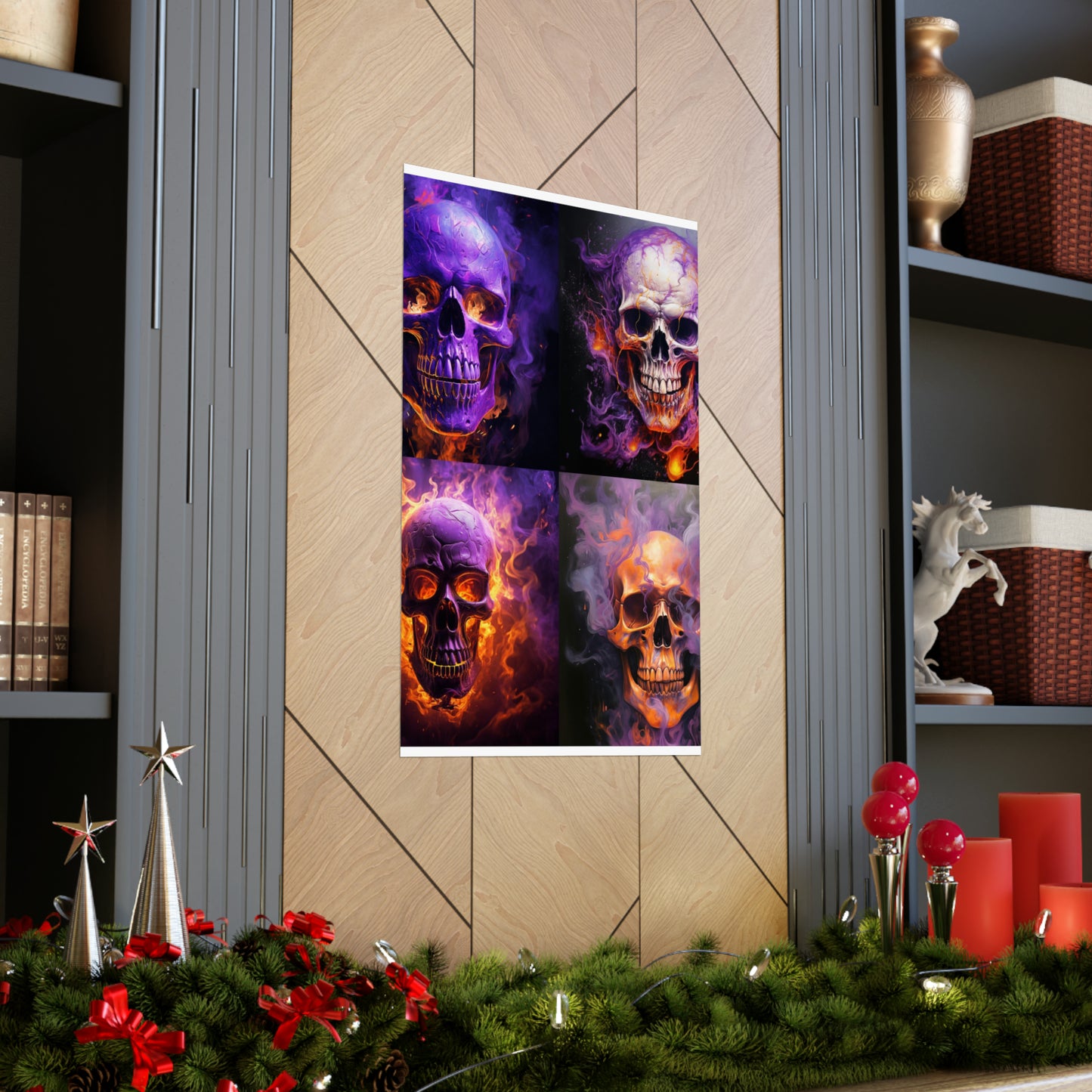 Premium Matte Vertical Posters Skull Flames 5