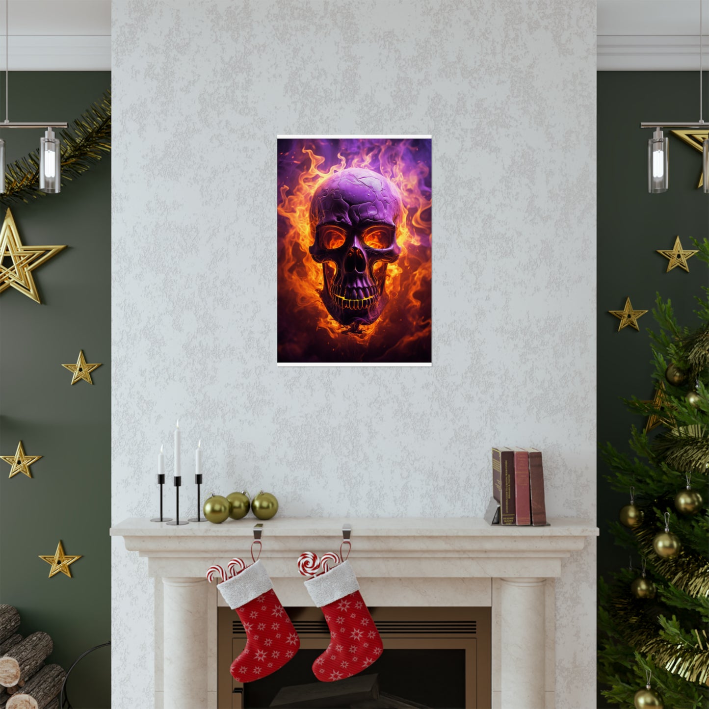 Premium Matte Vertical Posters Skull Flames 3