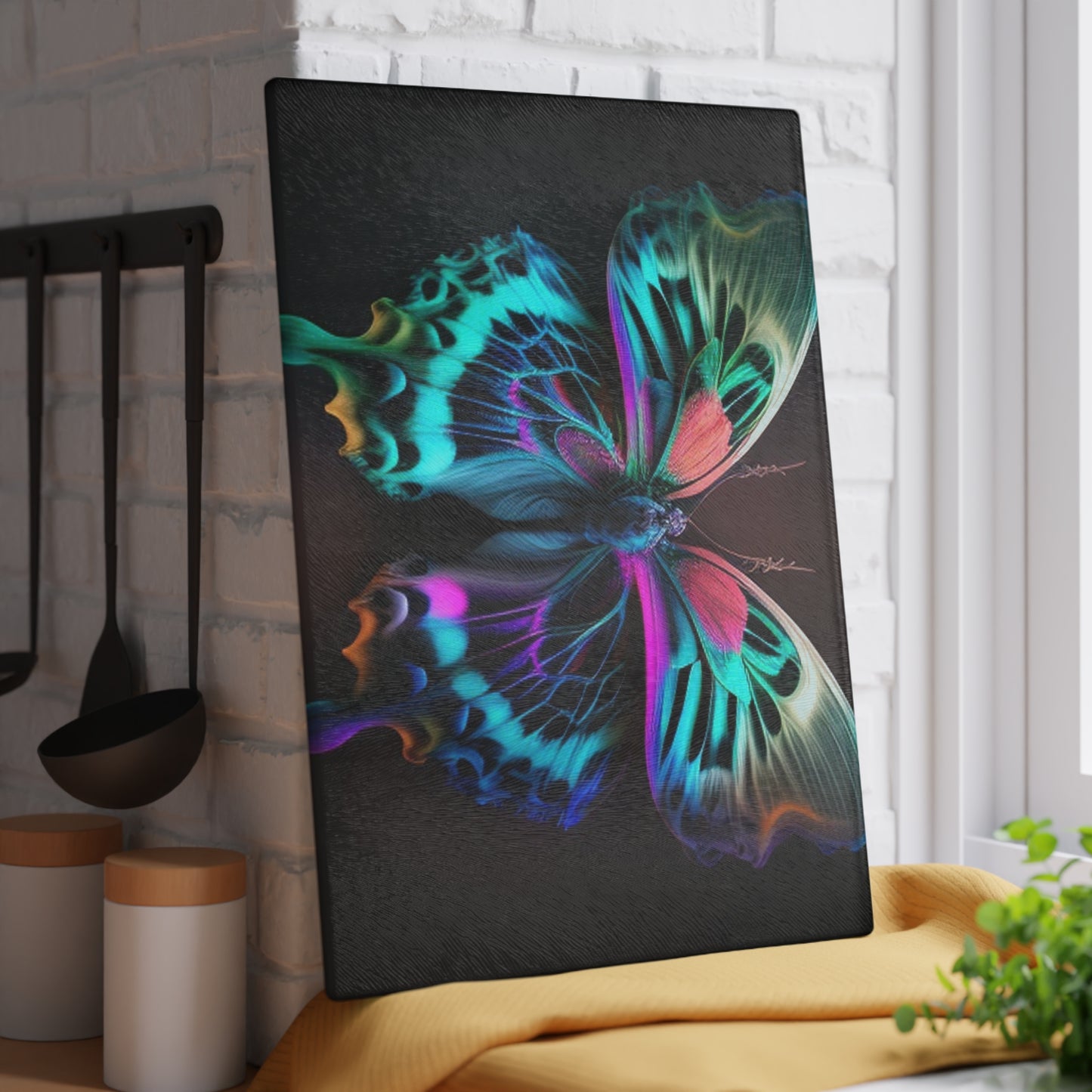 Glass Cutting Board Neon Butterfly Fusion 1