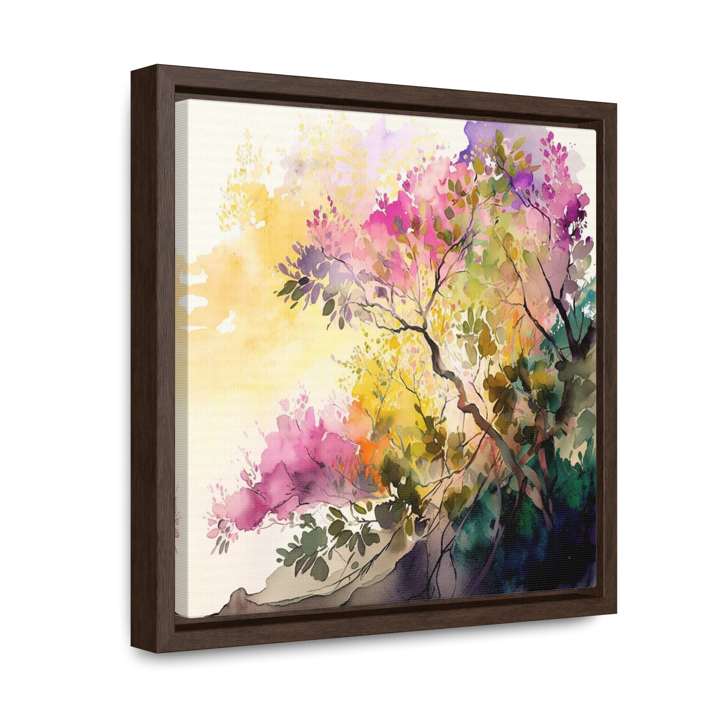 Gallery Canvas Wraps, Square Frame Mother Nature Bright Spring Colors Realistic Watercolor 2