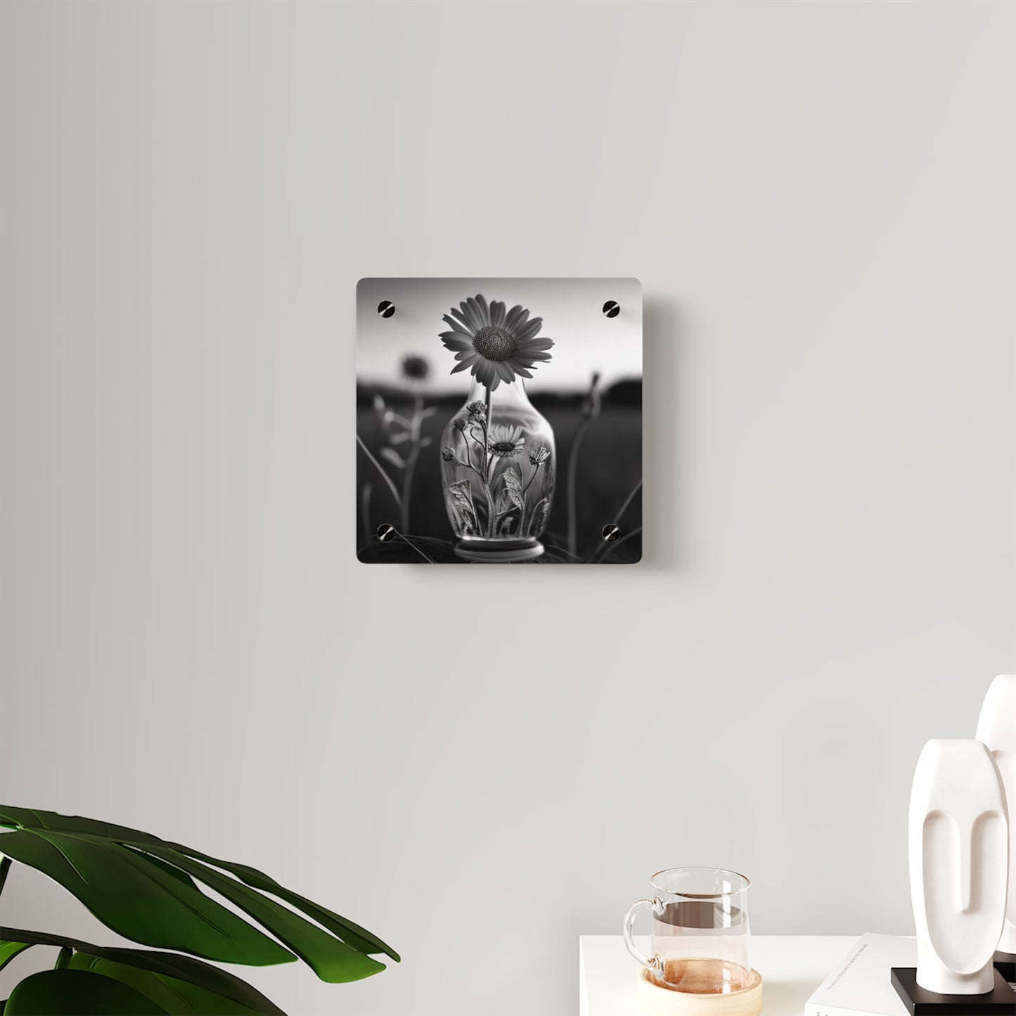 Acrylic Wall Art Panels Yellw Sunflower in a vase 2