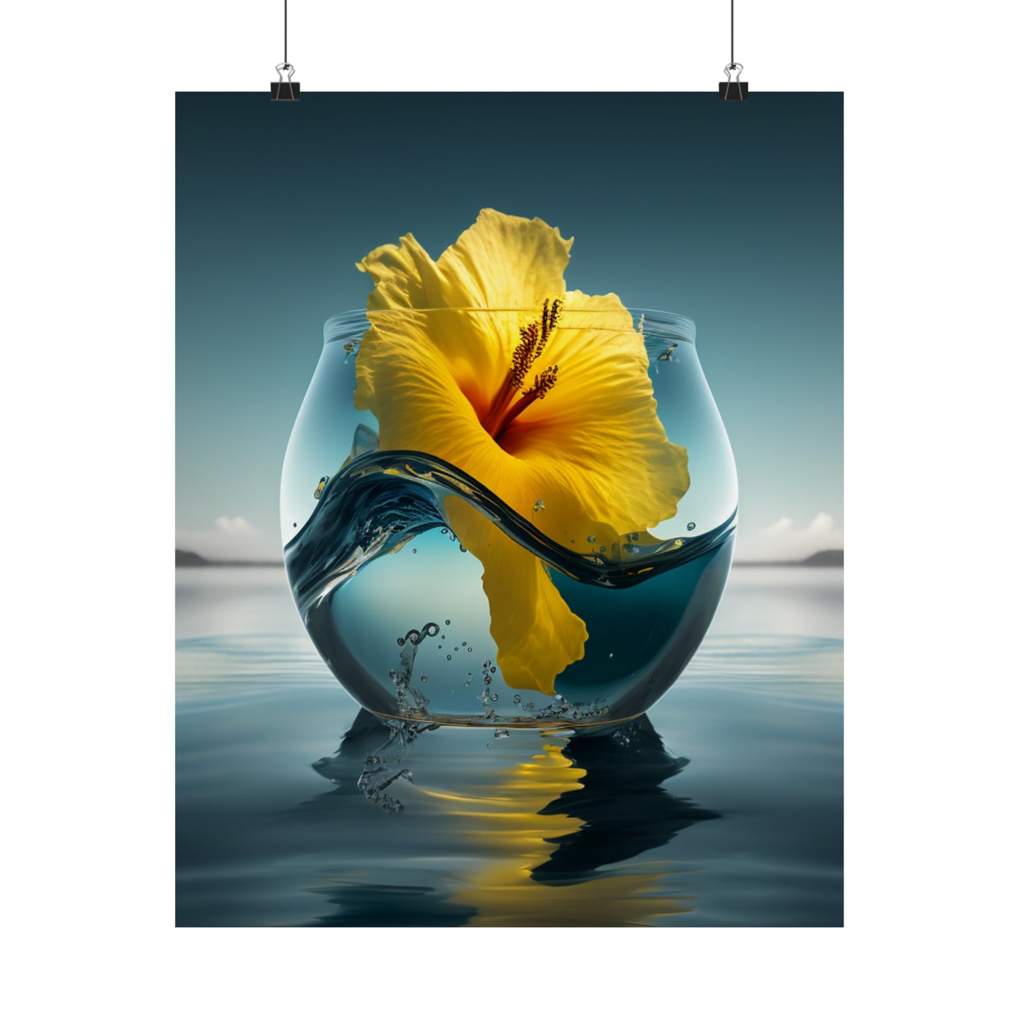 Premium Matte Vertical Posters Yellow Hibiscus glass 4